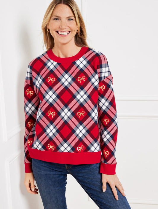 CREWNECK SWEATSHIRT - CHESTNUT PLAID