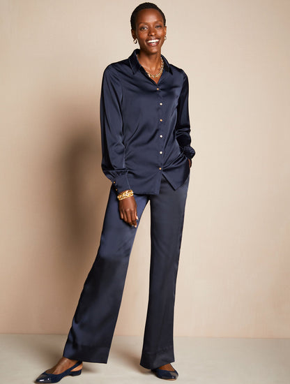 WIDE LEG SATIN PANTS