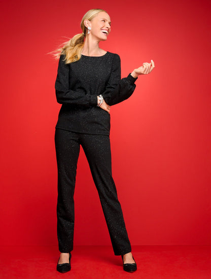 STRAIGHT LEG SPARKLE KNIT PANTS