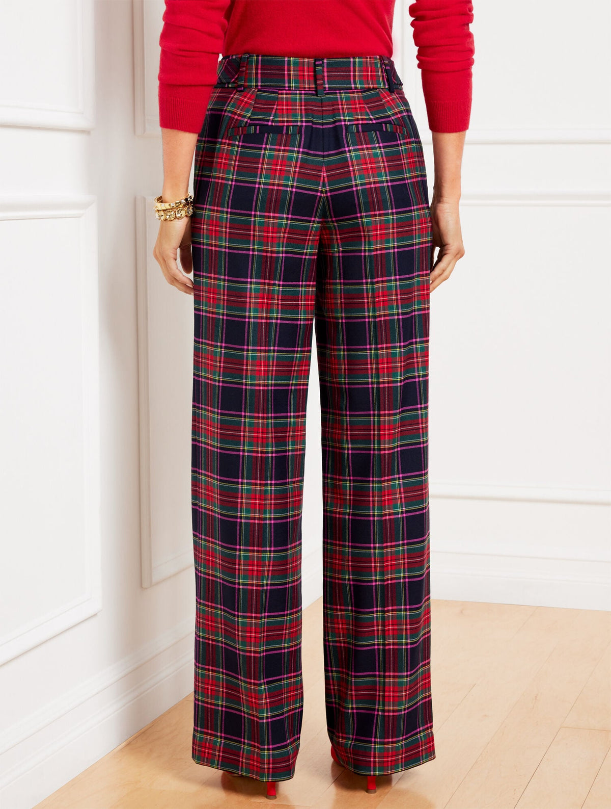 TALBOTS GREENWICH WIDE LEG PANTS - DASHING PLAID