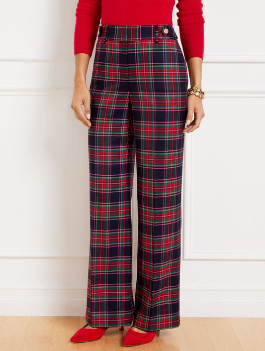 TALBOTS GREENWICH WIDE LEG PANTS - DASHING PLAID