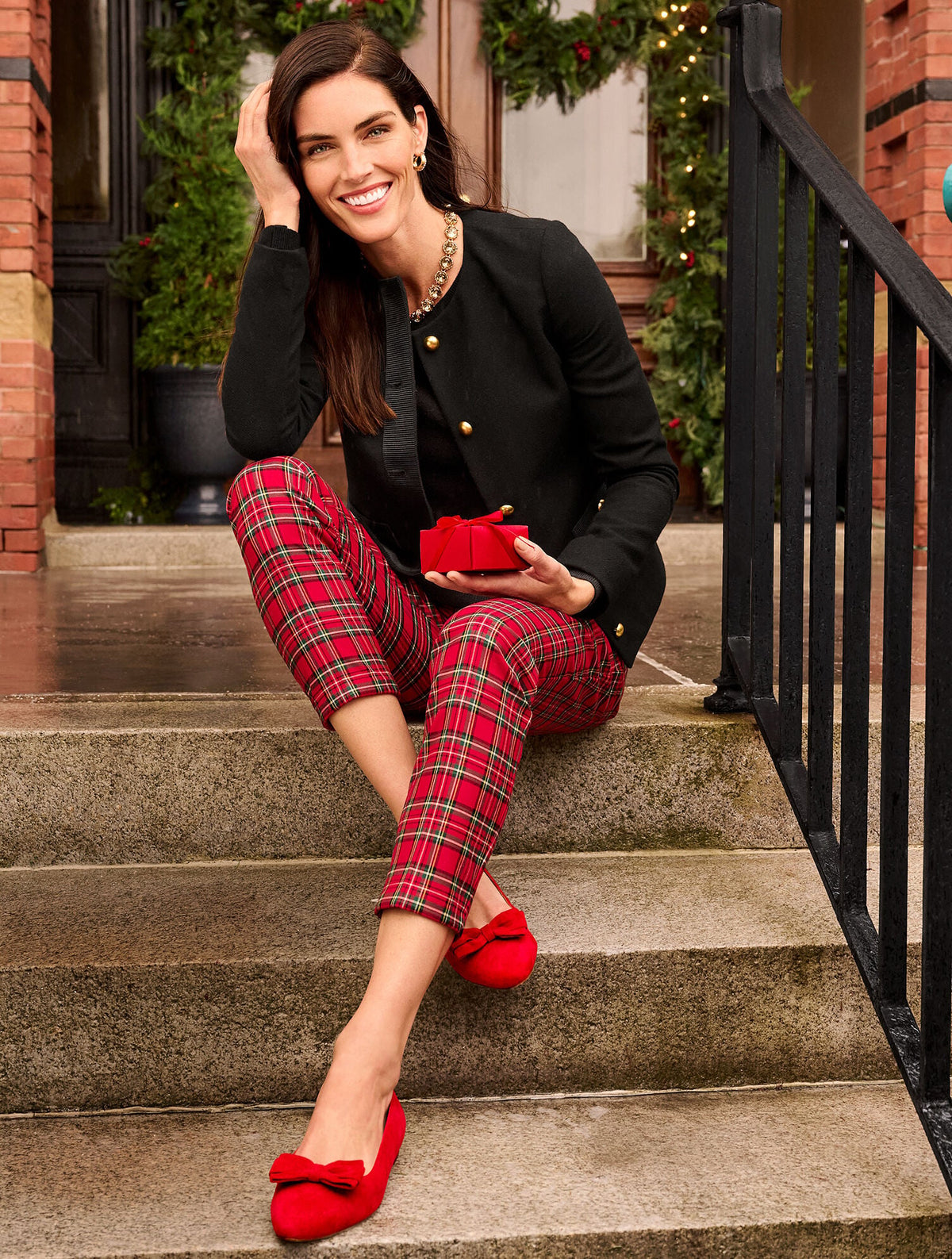 TAPERED ANKLE PANTS - APPLE CIDER PLAID