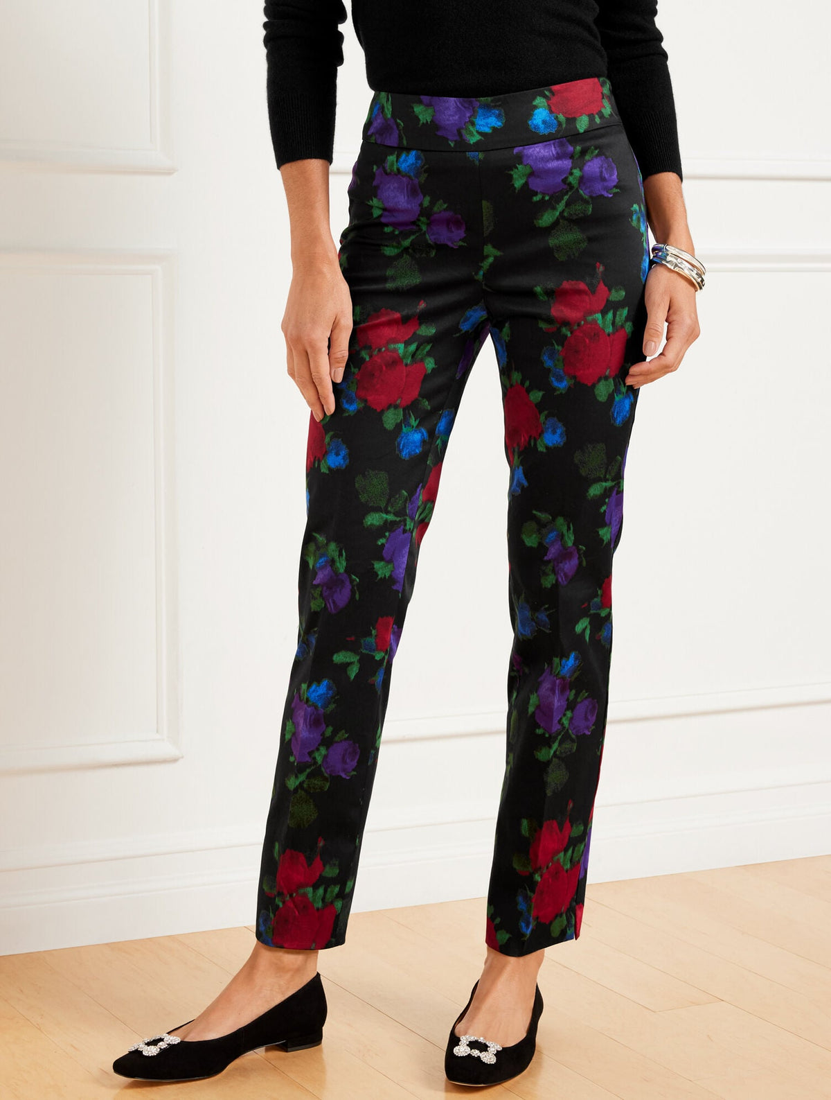 TALBOTS CHATHAM SLIM ANKLE PANTS - BLURRED FLORAL