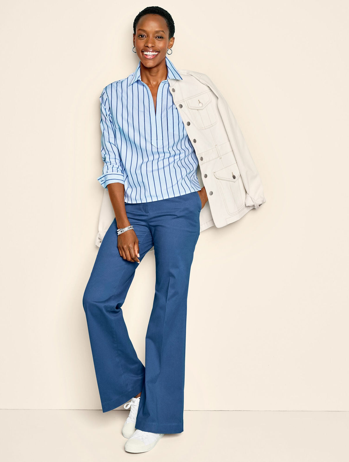 FLARE LEG TWILL PANTS