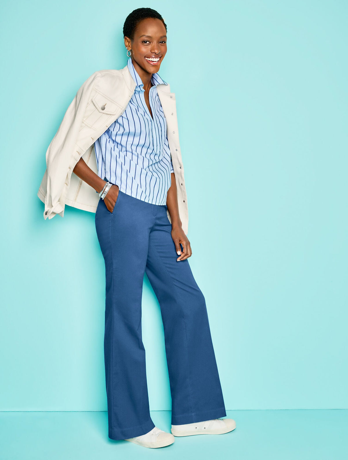 FLARE LEG TWILL PANTS