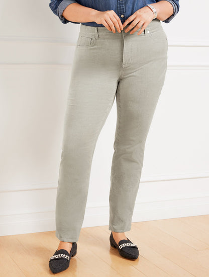 SPARKLE STRETCH CORDUROY STRAIGHT LEG PANTS
