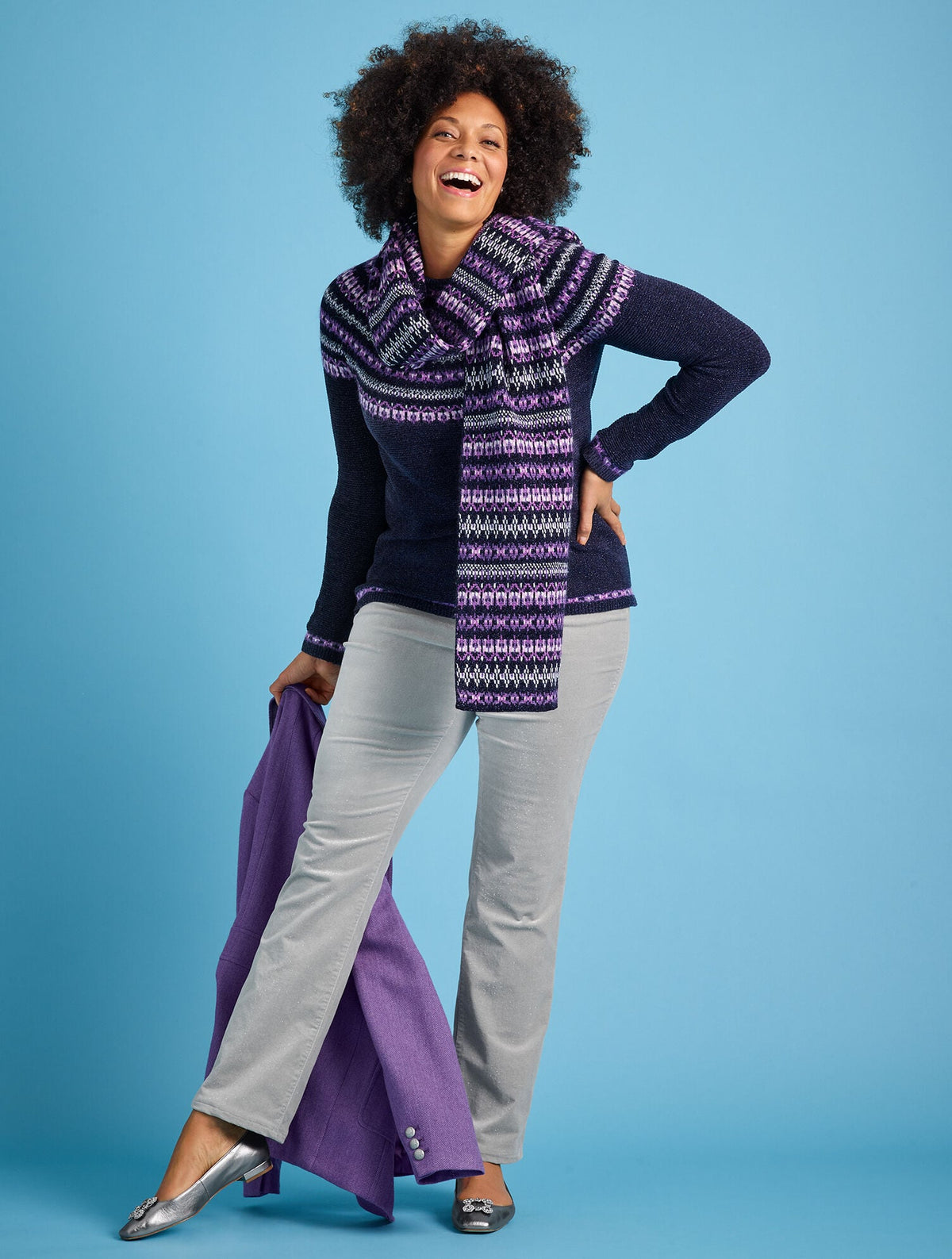 SPARKLE STRETCH CORDUROY STRAIGHT LEG PANTS