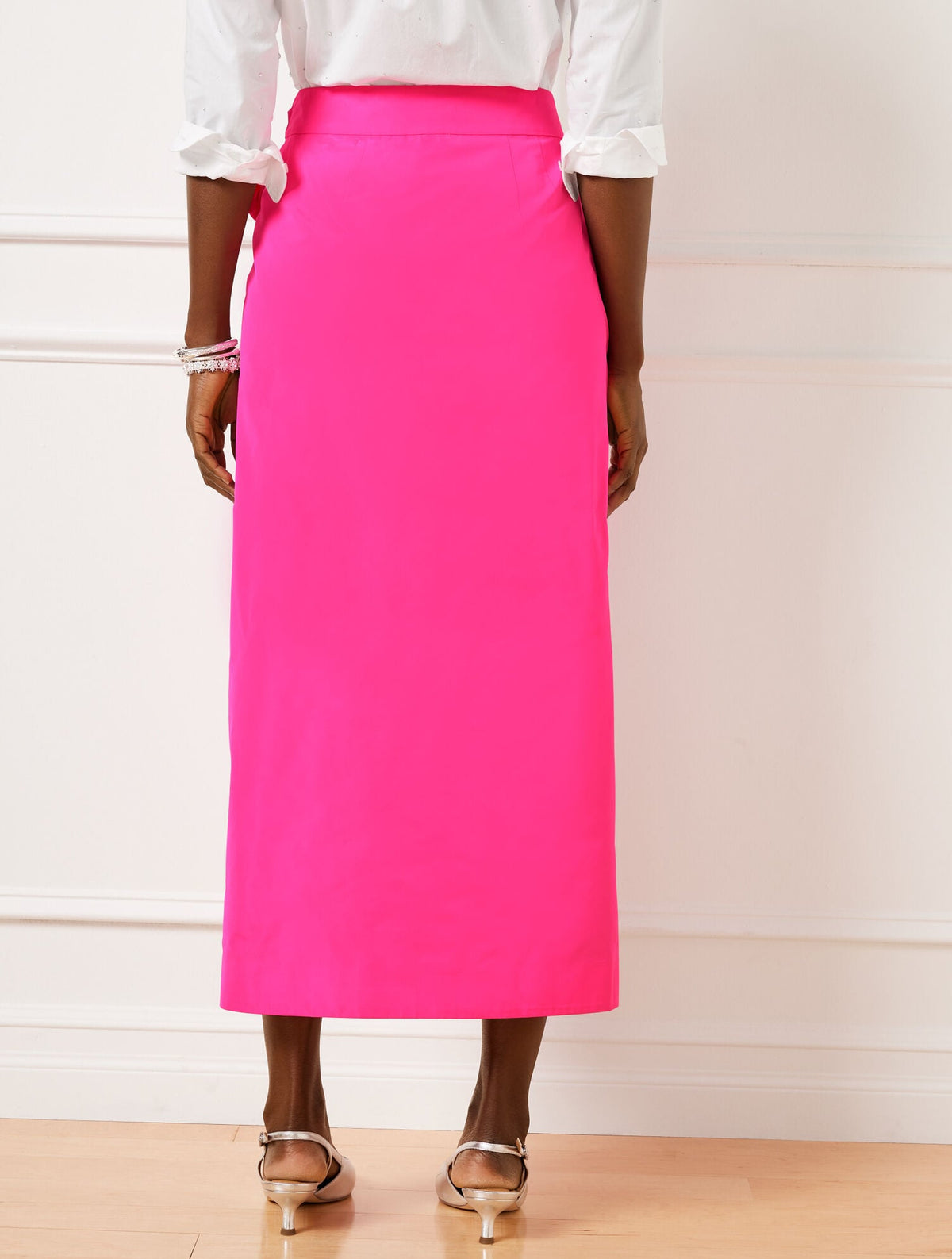 TAFFETA DRAPED MAXI SKIRT