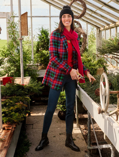OPEN FRONT BLAZER - LOG FIRE PLAID