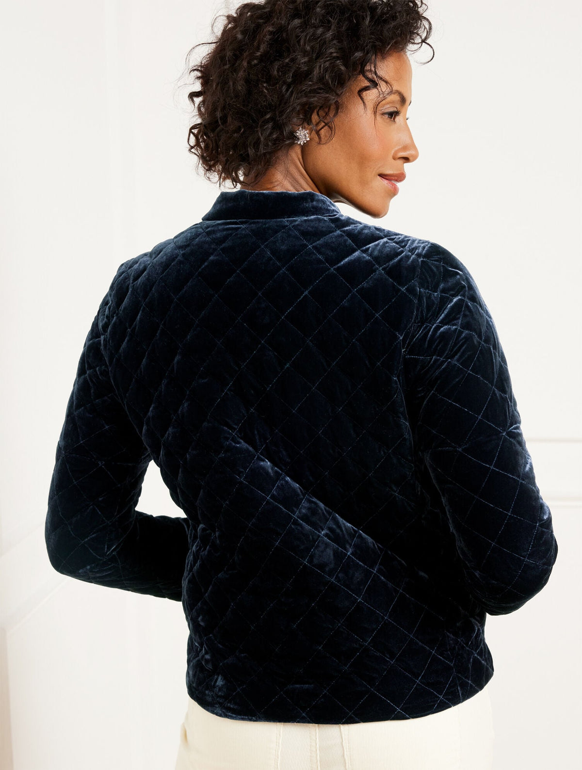 VELVET QUILTED BOMBER JACKET