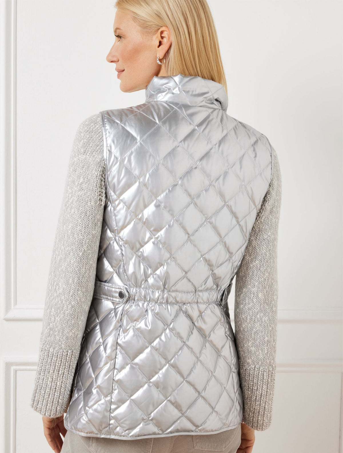 QUILTED DOWN PUFFER VEST - METALLIC