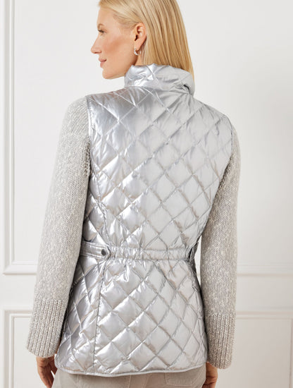 QUILTED DOWN PUFFER VEST - METALLIC