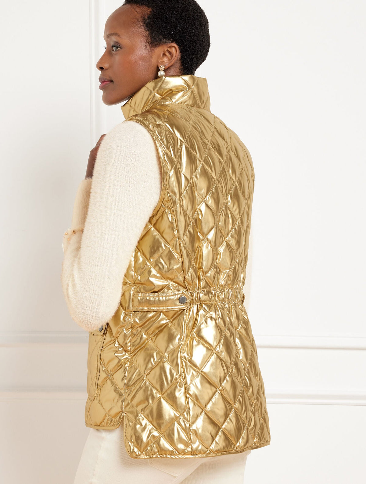 QUILTED DOWN PUFFER VEST - METALLIC