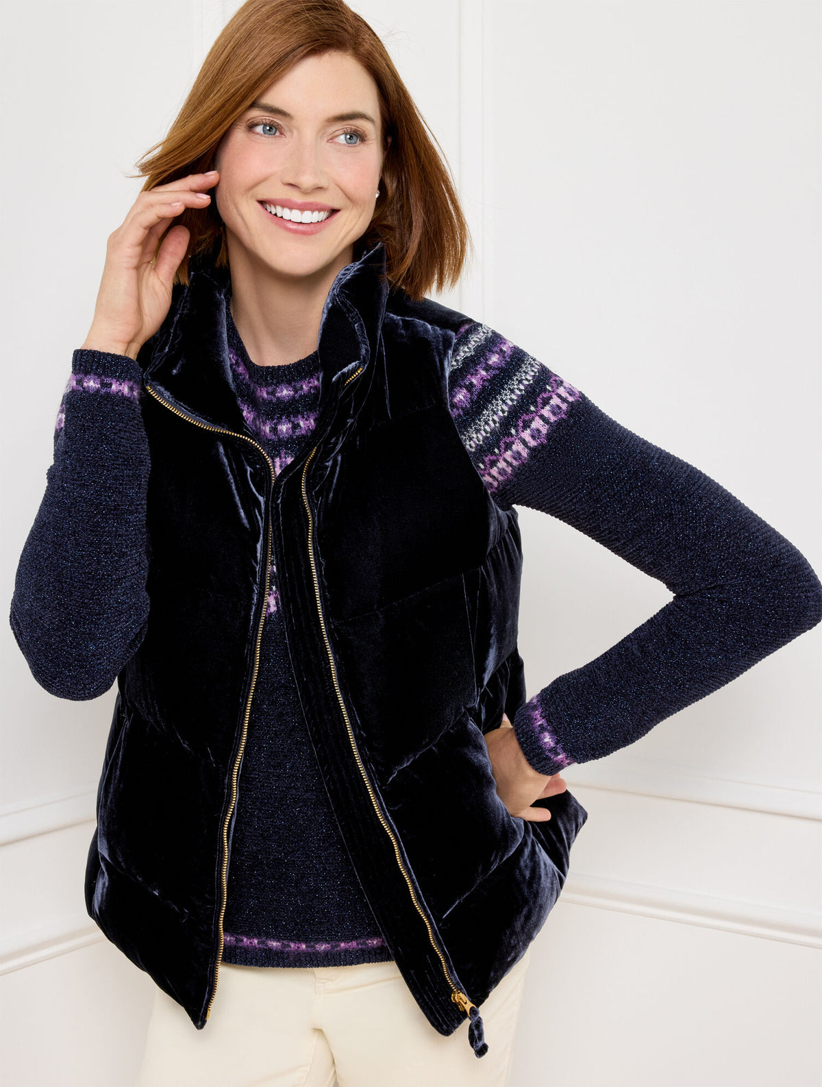 EFFORTLESS VELVET DOWN PUFFER VEST