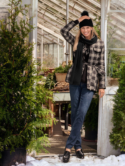 TIE WAIST QUILTED SHIRT JACKET - TRADITIONAL PLAID