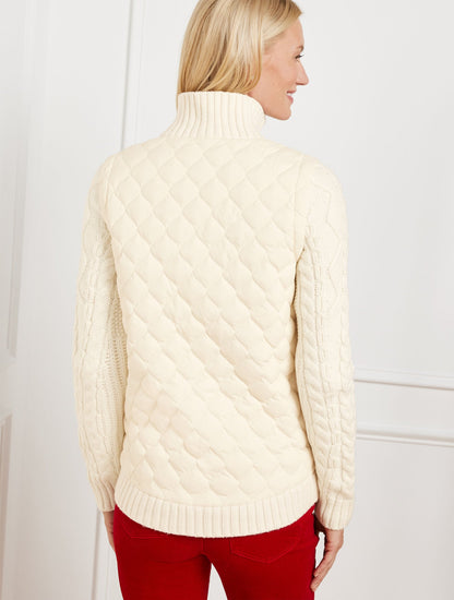 QUILTED PUFFER SWEATER JACKET