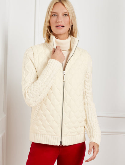QUILTED PUFFER SWEATER JACKET