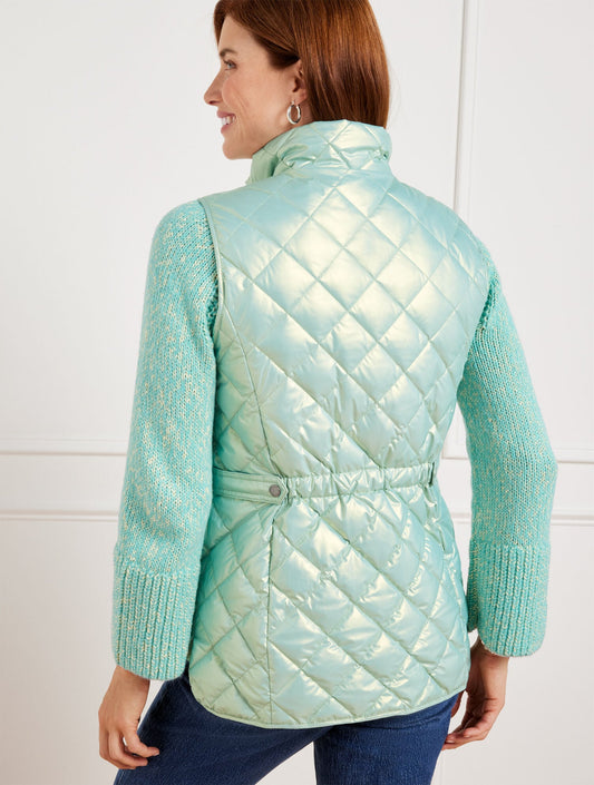 QUILTED DOWN PUFFER VEST - PEARLIZED
