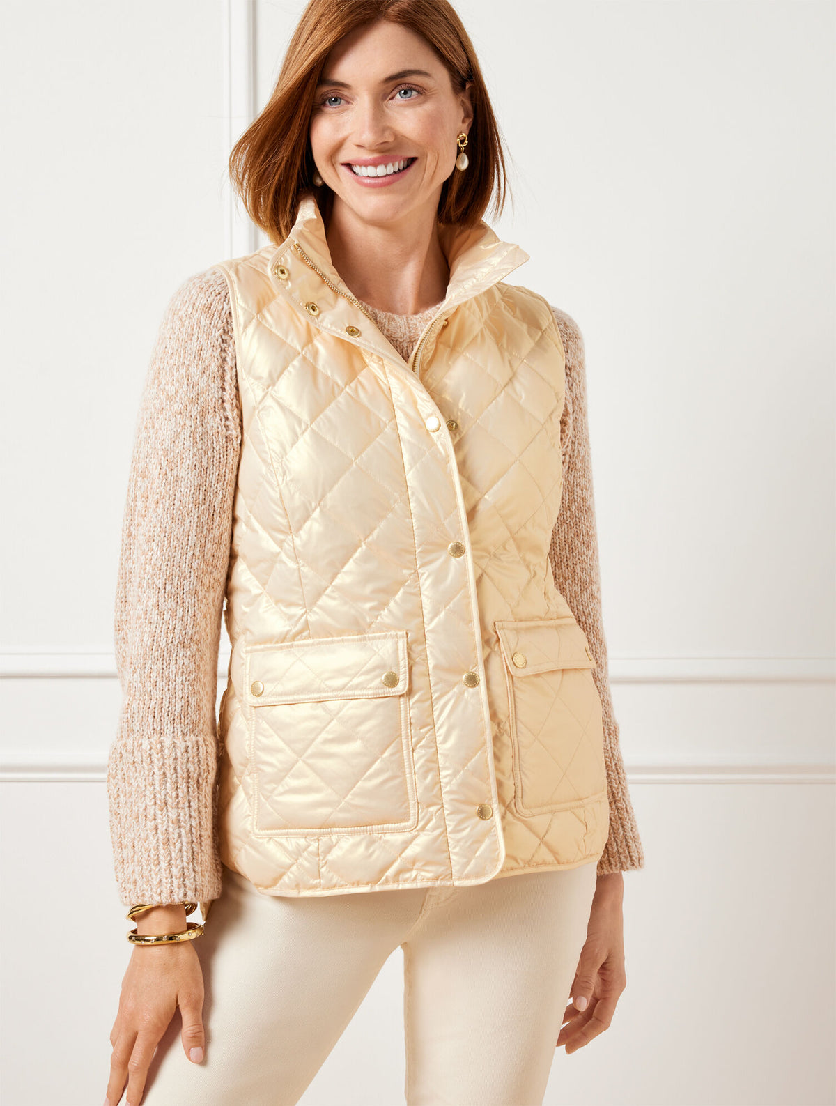 QUILTED DOWN PUFFER VEST - PEARLIZED
