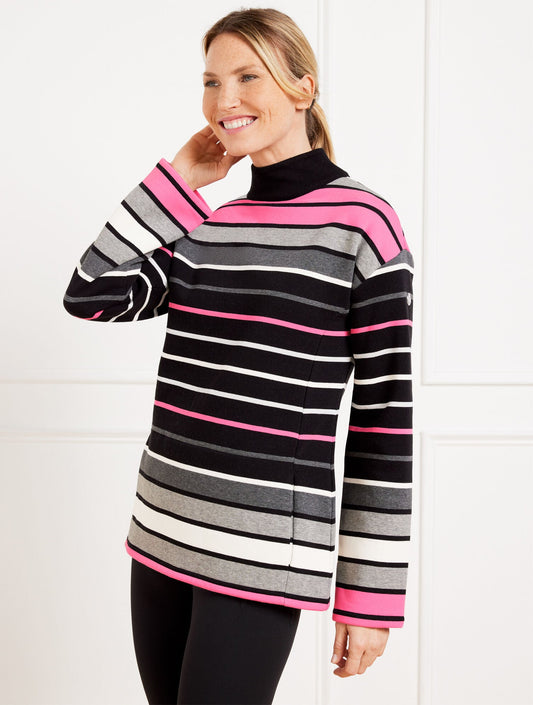 MOCKNECK PULLOVER - FROSTED STRIPE