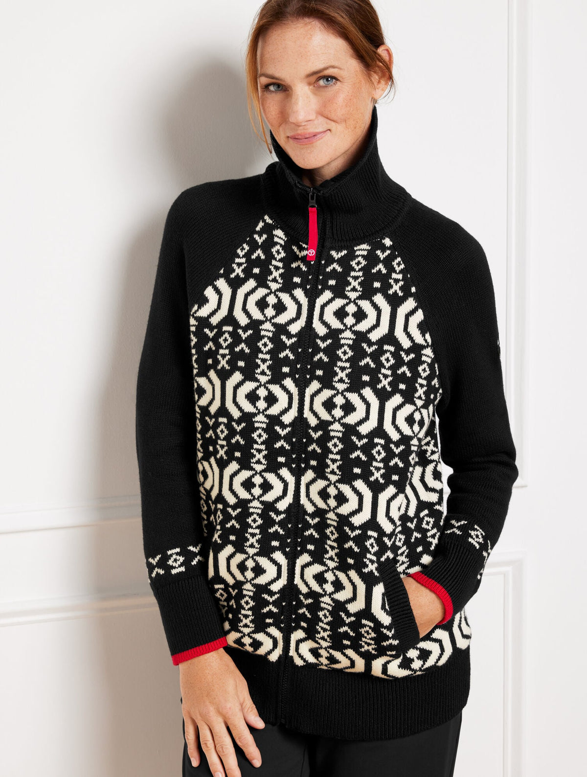 ZIP FRONT COATIGAN - WINTERY GEO
