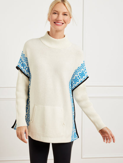 TURTLENECK PONCHO - WINTERY GEO