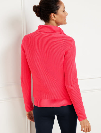 QUILTED FULL ZIP SWEATER JACKET