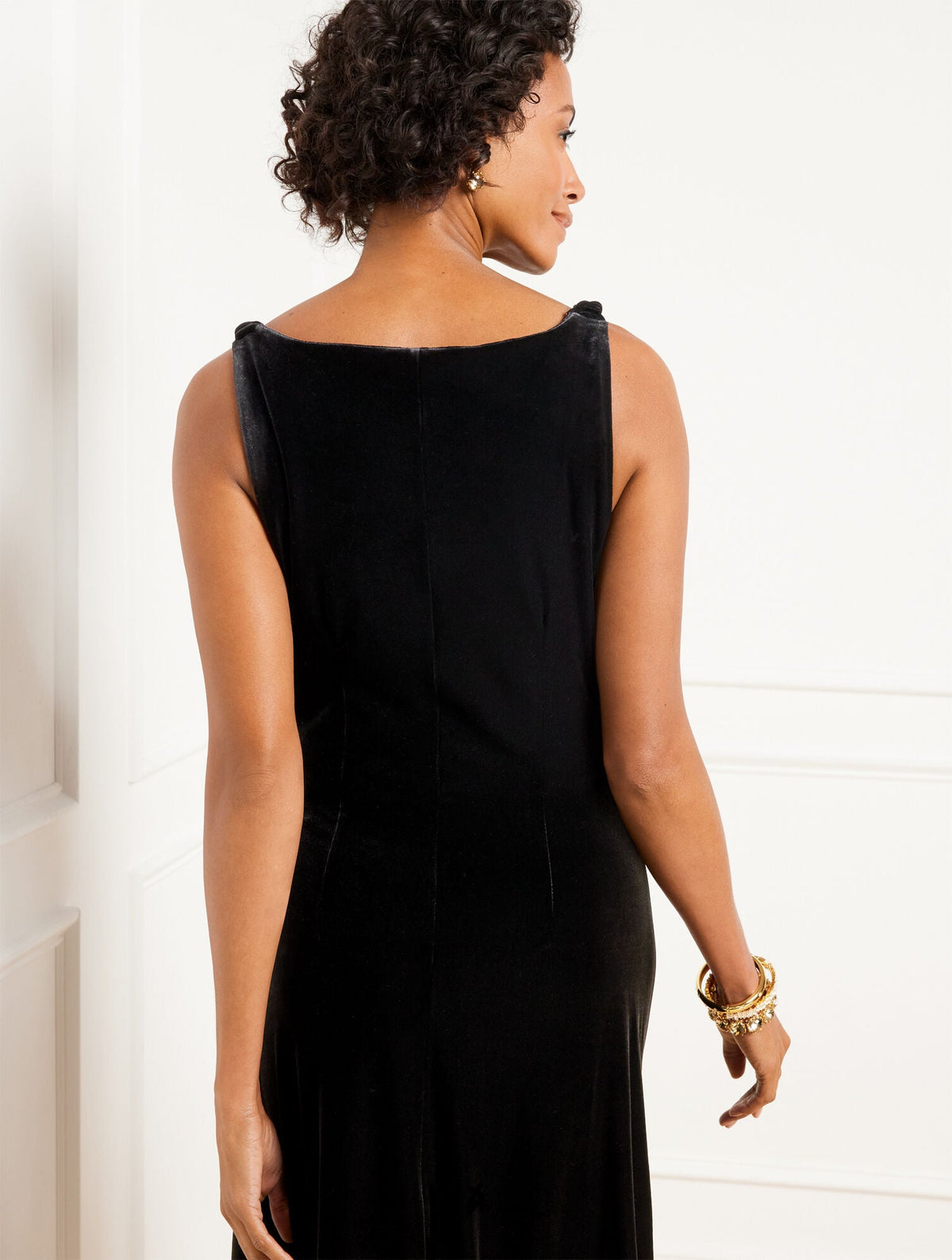 VELVET DRAPED MIDI DRESS
