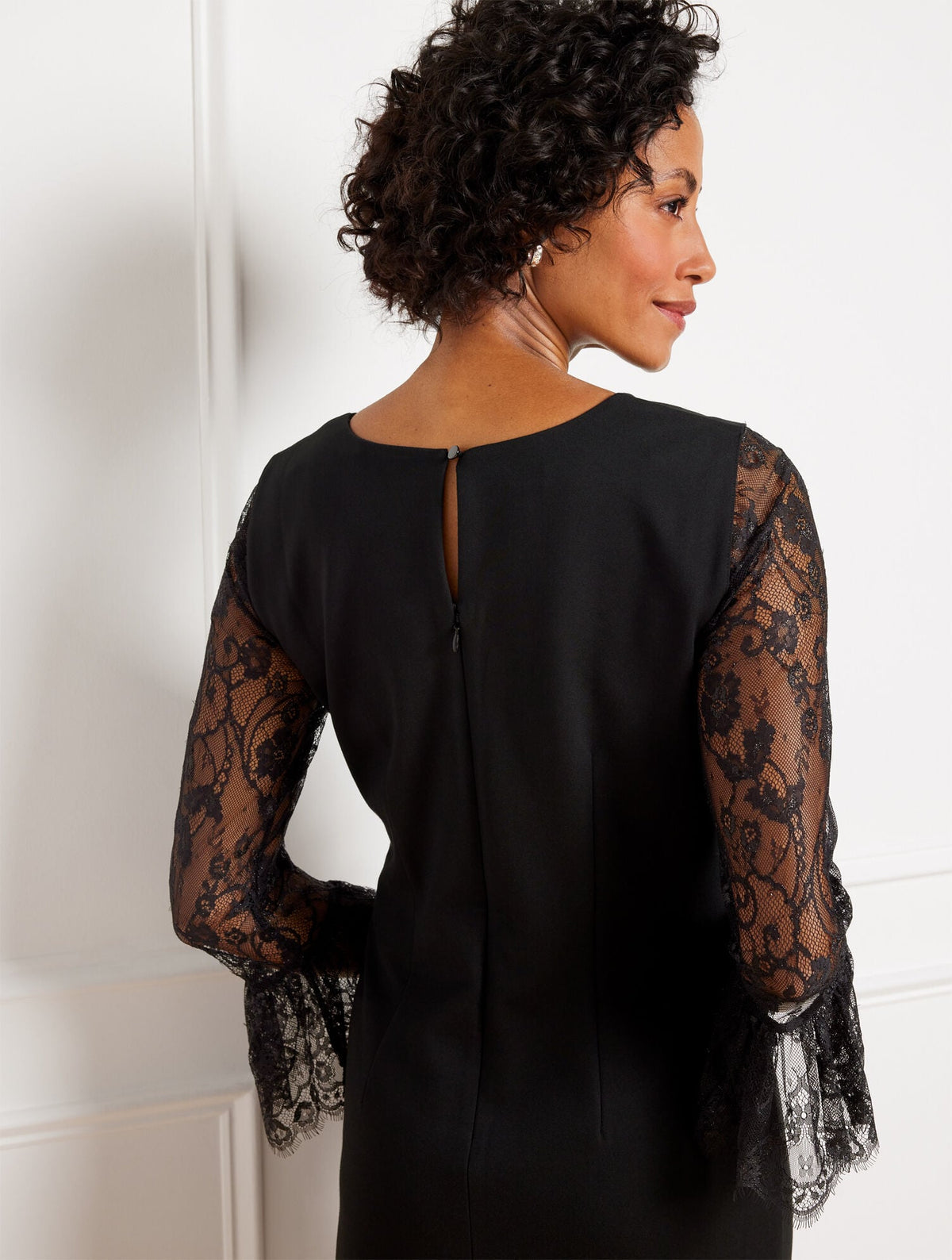 PONTE LACE SLEEVE A-LINE DRESS