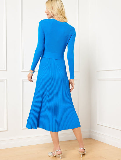 TWIST FRONT RIBBED SWEATER DRESS
