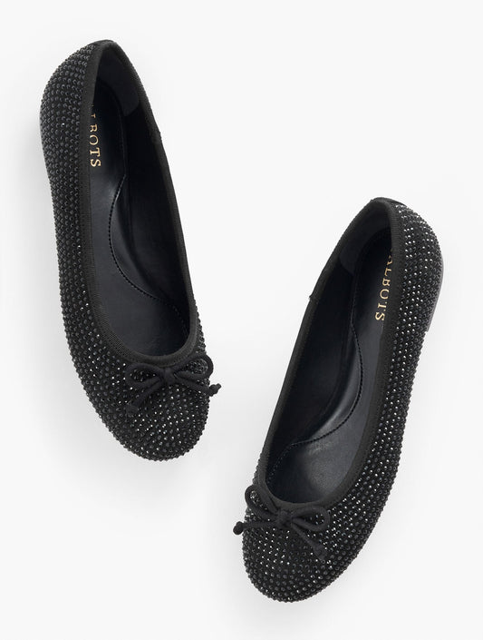 BLAIR RHINESTONE SUEDE BALLET FLATS