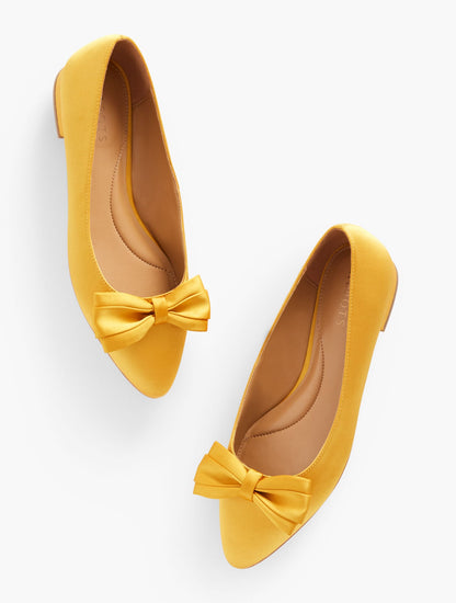 EDISON BOW SATIN FLATS