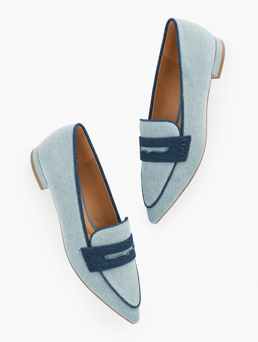 SCARLET POINTED TOE DENIM LOAFERS