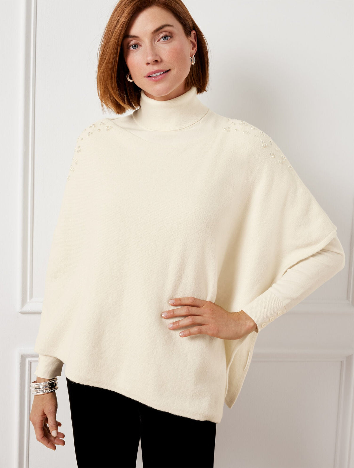 PEARL EMBELLISHED PONCHO