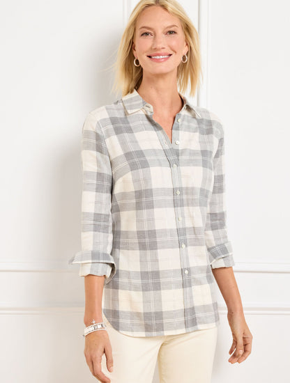 METALLIC FLANNEL MODERN CLASSIC SHIRT - CHIMNEY PLAID