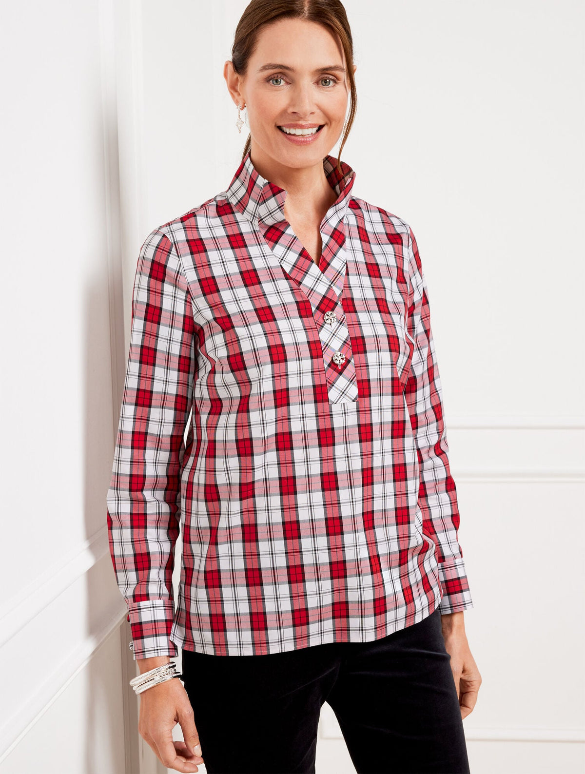 METALLIC NON-IRON POPOVER - CLASSICAL PLAID