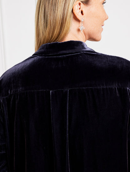 EFFORTLESS VELVET SHORT POPOVER SHIRT