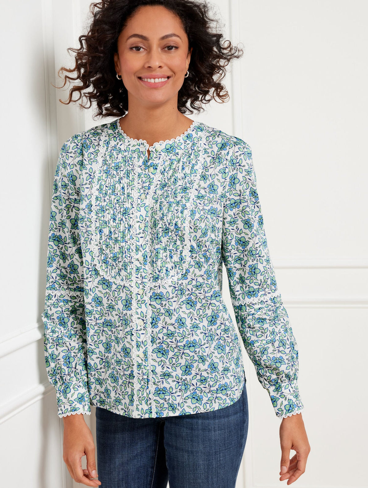 SCALLOP LACE TRIM TOP - BLOOMING DAFFODILS