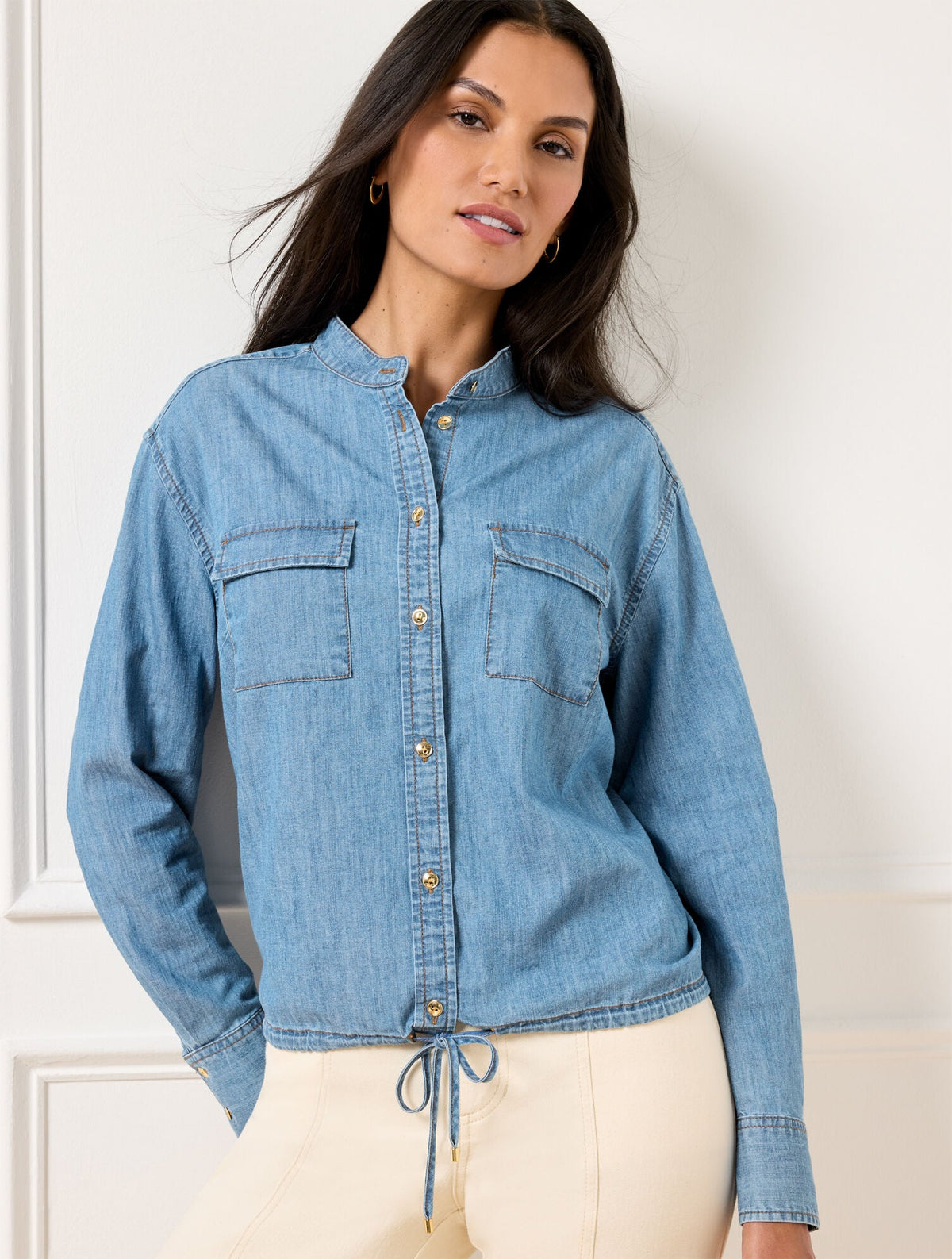TIE FRONT DENIM TOP