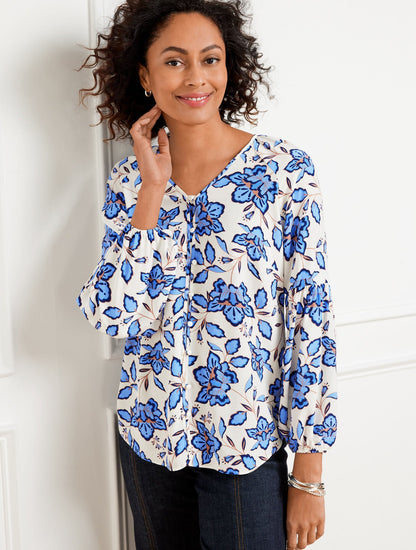 LANTERN SLEEVE TOP - BLOOMING DAFFODILS