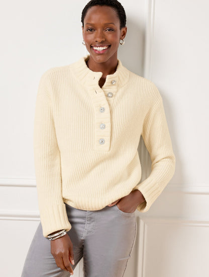 JEWEL BUTTON HENLEY PULLOVER