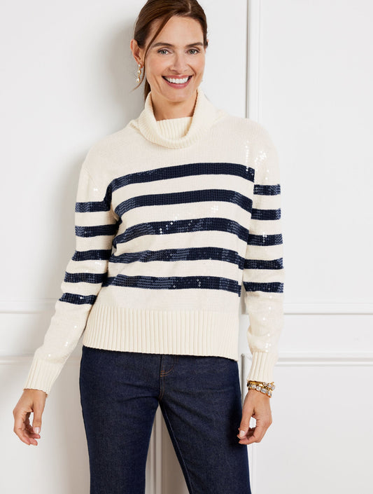 TURTLENECK SWEATER - SEQUIN STRIPE