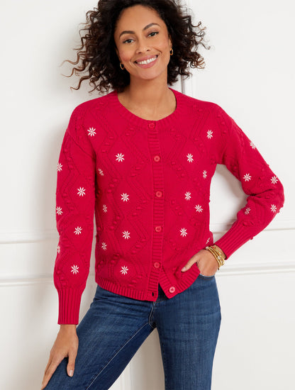 EMBROIDERED BOBBLE CARDIGAN