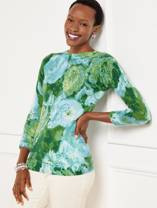 AUDREY CASHMERE SWEATER - ABSTRACT FLORAL