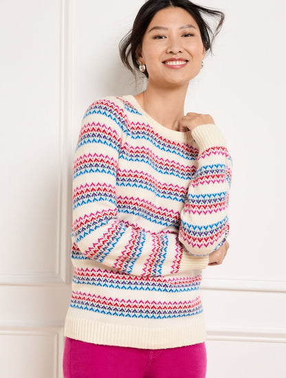 CREWNECK SWEATER - WAVE JACQUARD