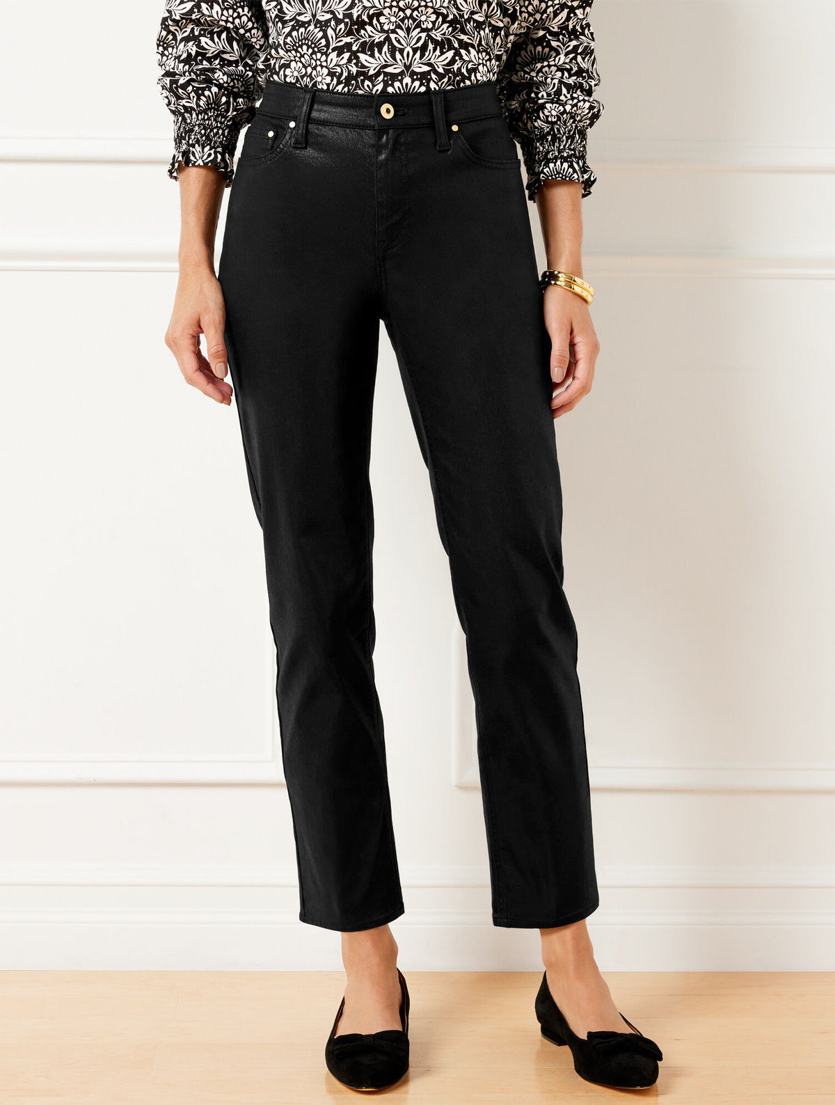 SLIM STRAIGHT ANKLE JEANS - METALLIC