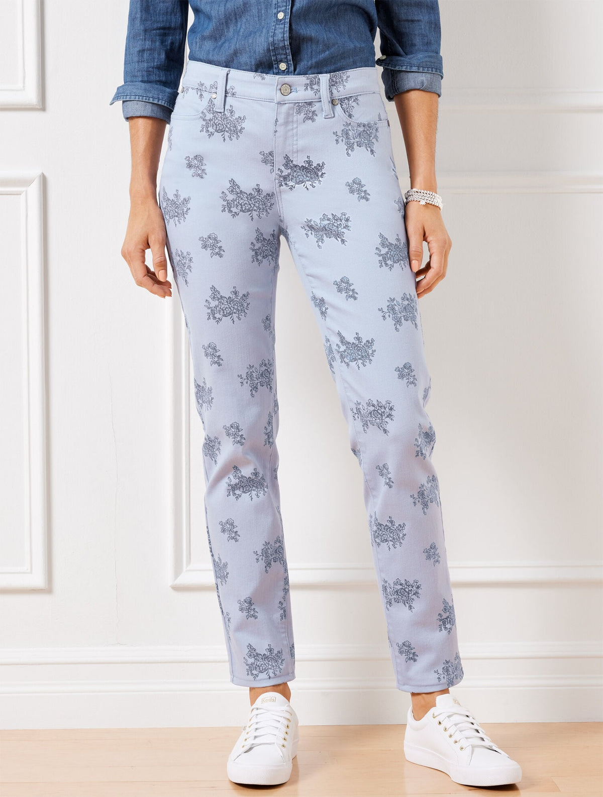 SLIM ANKLE JEANS - FLORAL BUNCHES