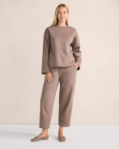 LUXE FLEECE BARREL-LEG PANTS