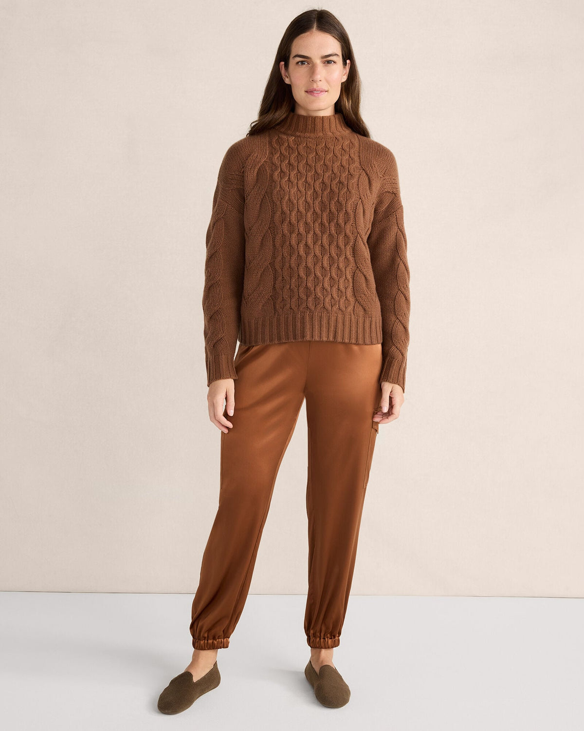 WASHABLE SILK DRAWSTRING CARGO JOGGERS
