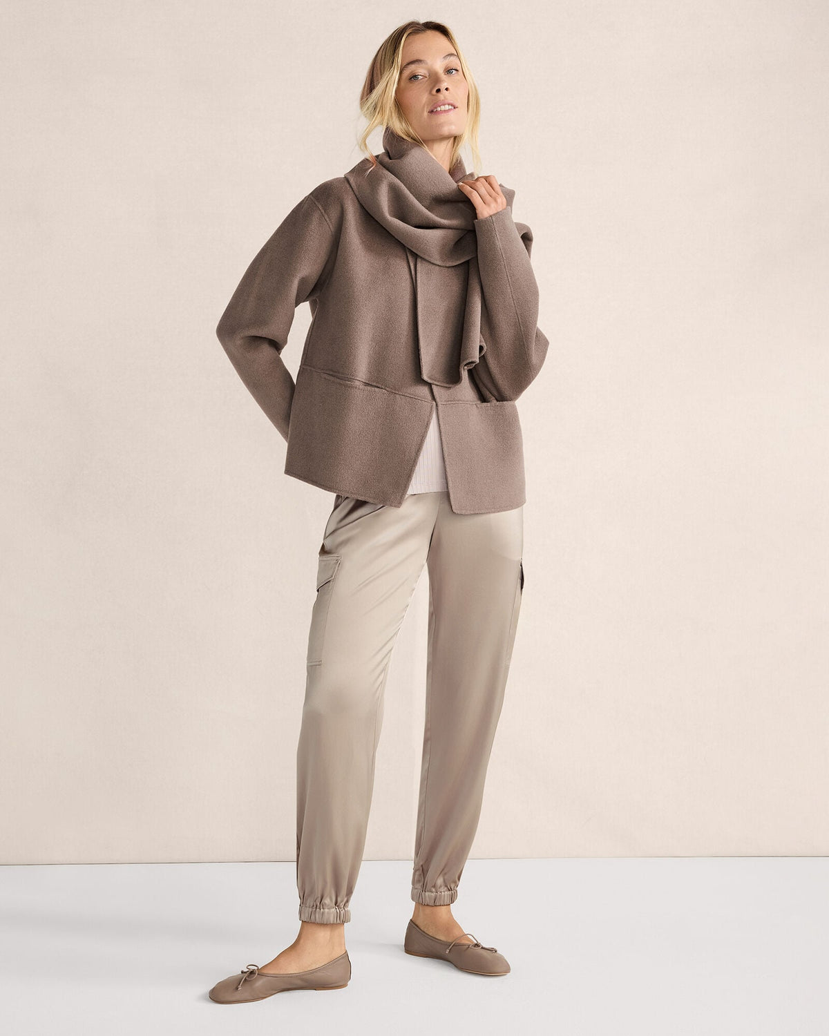 WASHABLE SILK DRAWSTRING CARGO JOGGERS